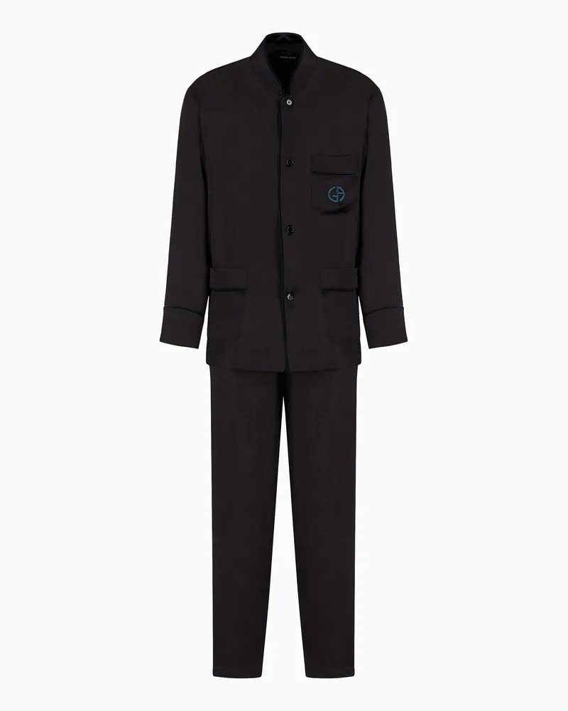 Giorgio Armani Pyjiama aus Seide mit Monogramm Schwarz