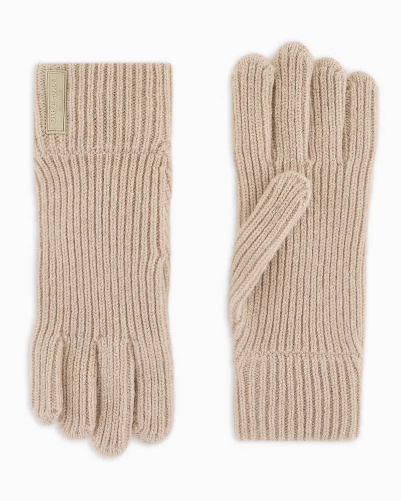 Giorgio Armani Strickhandschuhe aus reinem Kaschmir Beige