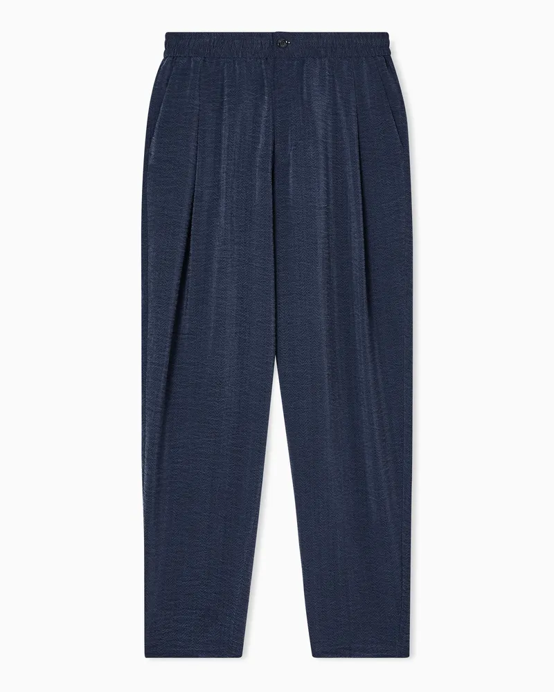 Giorgio Armani Flatfront-Hose aus Cupro in Jacquard-Stoff-Verarbeitung Blau