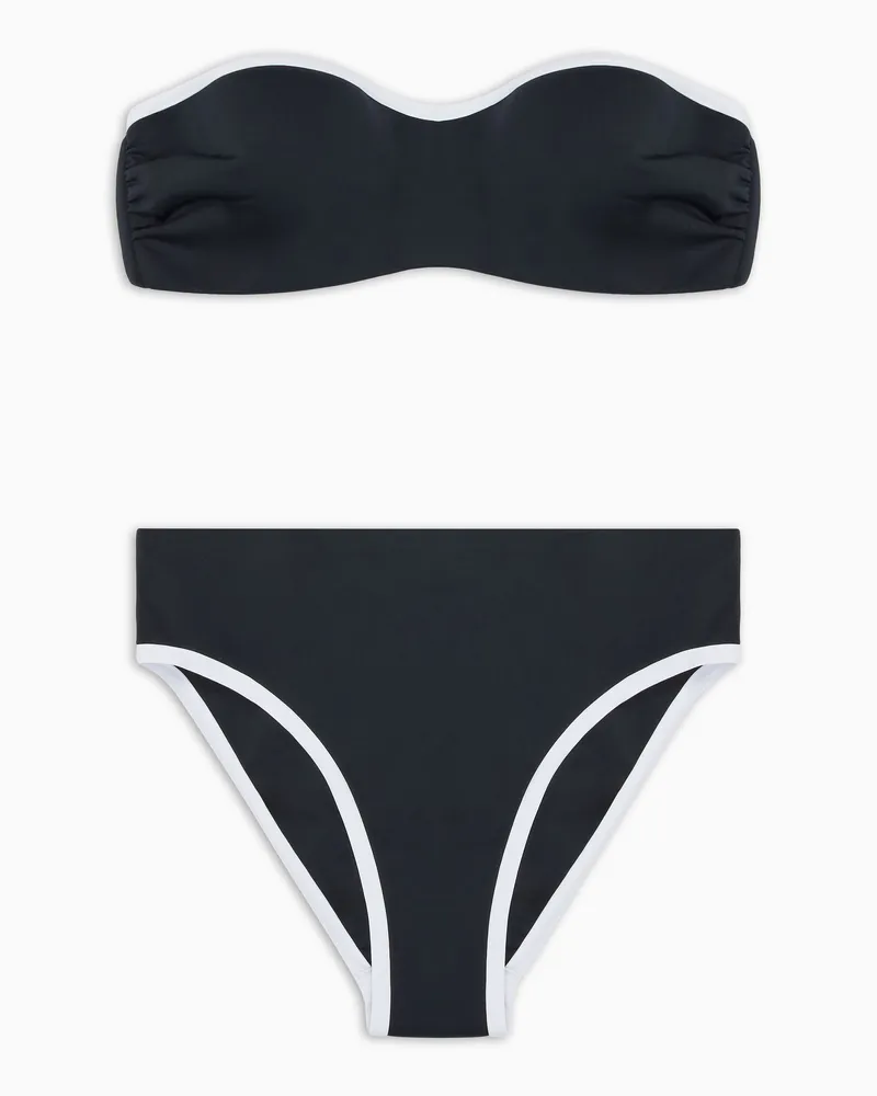 Giorgio Armani Zweifarbiger Bandeau-Bikini Schwarz