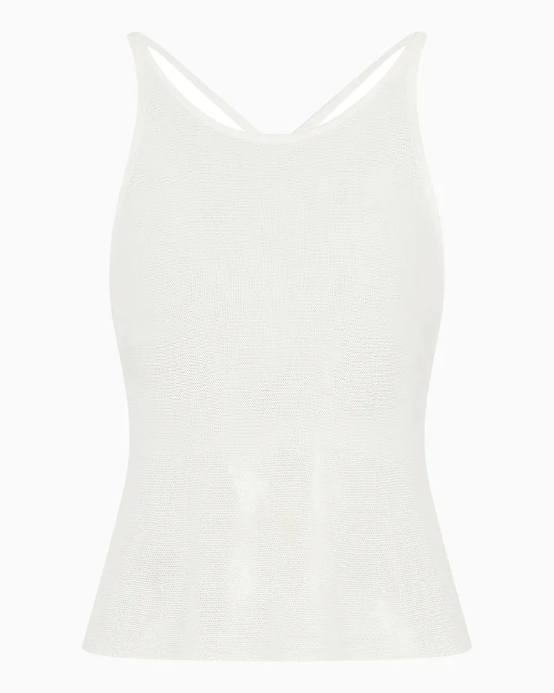 Giorgio Armani Top aus einem Lyocell- und Baumwollgewebe Weiß