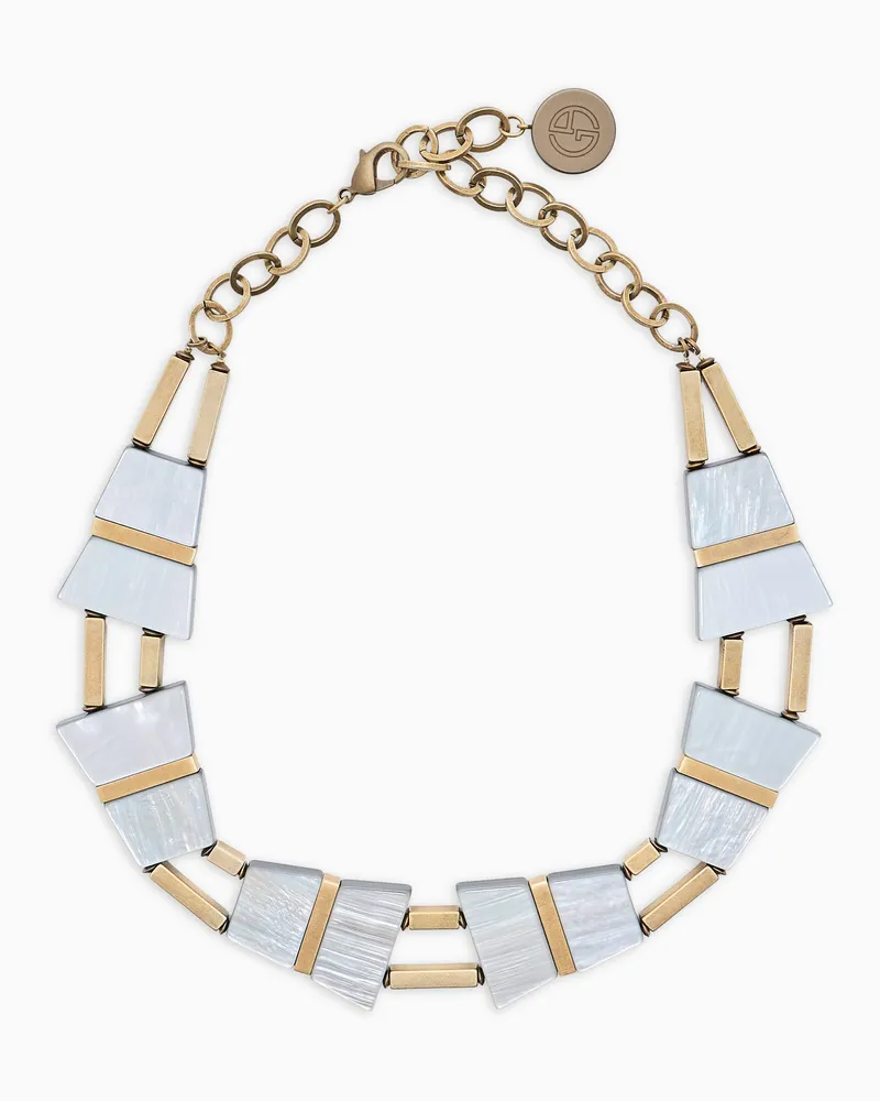 Giorgio Armani Halsnahe Kette aus Metall und Kunstharz Grau