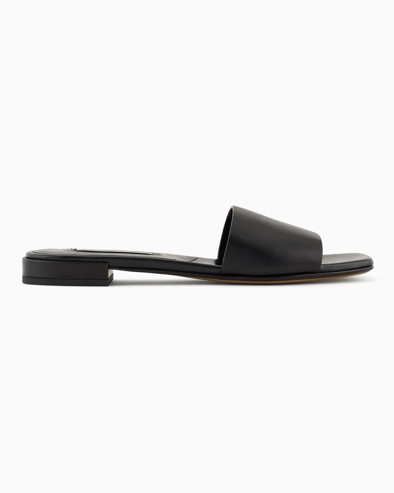 Giorgio Armani X 10 Corso Como flache Sandalen aus Kalbsleder Schwarz