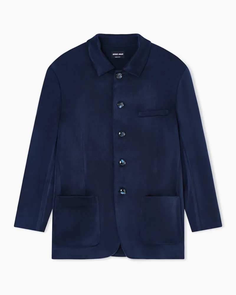 Giorgio Armani Einreihiges Sakko aus Cupro-Mischung Marineblau