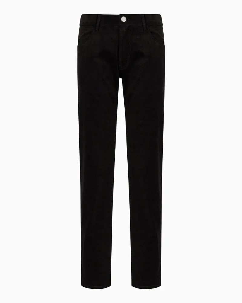 Giorgio Armani Five-Pocket-Hose in Regular Fit aus Baumwolle und Kaschmir in Rippenstrick Schwarz