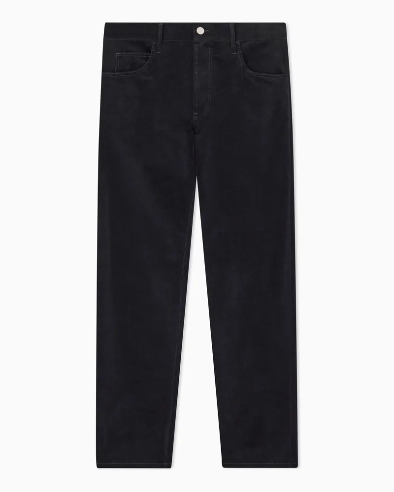 Giorgio Armani Five-Pocket-Hose in Regular Fit aus Baumwolle und Kaschmir in Rippenstrick Schwarz