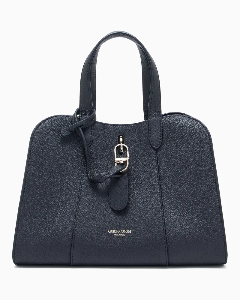 Giorgio Armani Kleine Totebag aus genarbtem Leder Schwarz