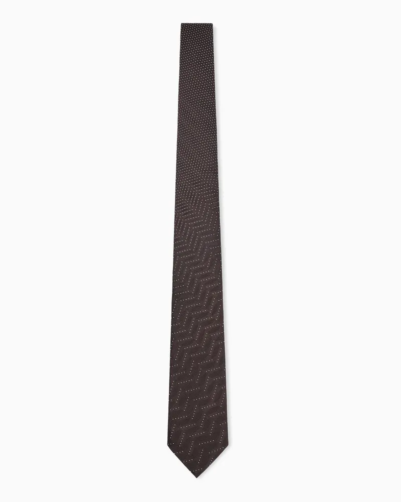 Giorgio Armani Krawatte aus glatter Seide mit gepunktetem Chevron-Muster Braun