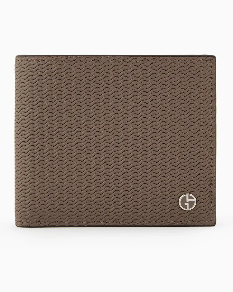 Giorgio Armani Bifold-Portemonnaie aus bedrucktem Leder Braun