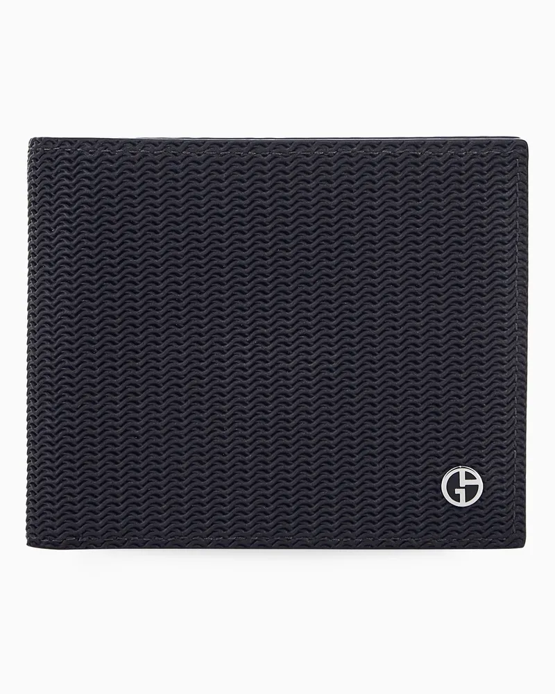 Giorgio Armani Bifold-Geldbörse aus Leder mit Wellenprägung Braun