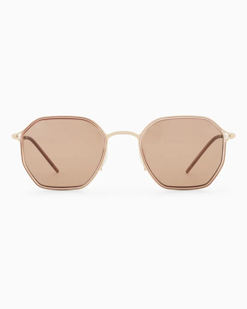Giorgio Armani Herren-Sonnenbrille in eckiger Form Goldfarben