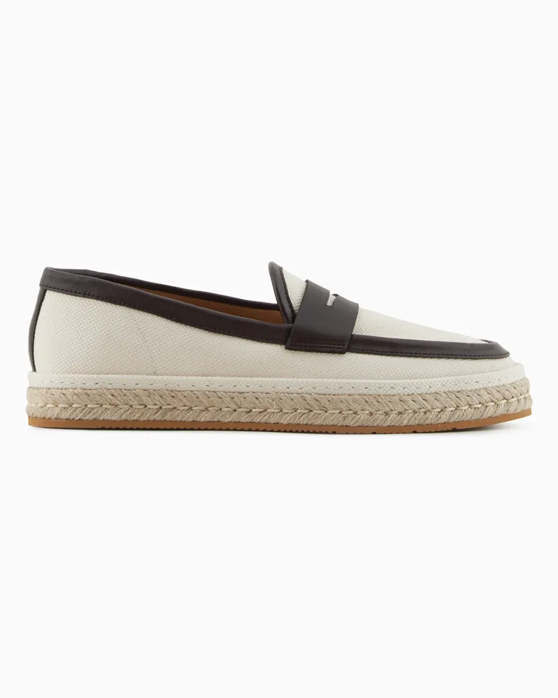 Giorgio Armani Mokassins aus Canvas und Nappa mit Sohle aus Kordel Beige