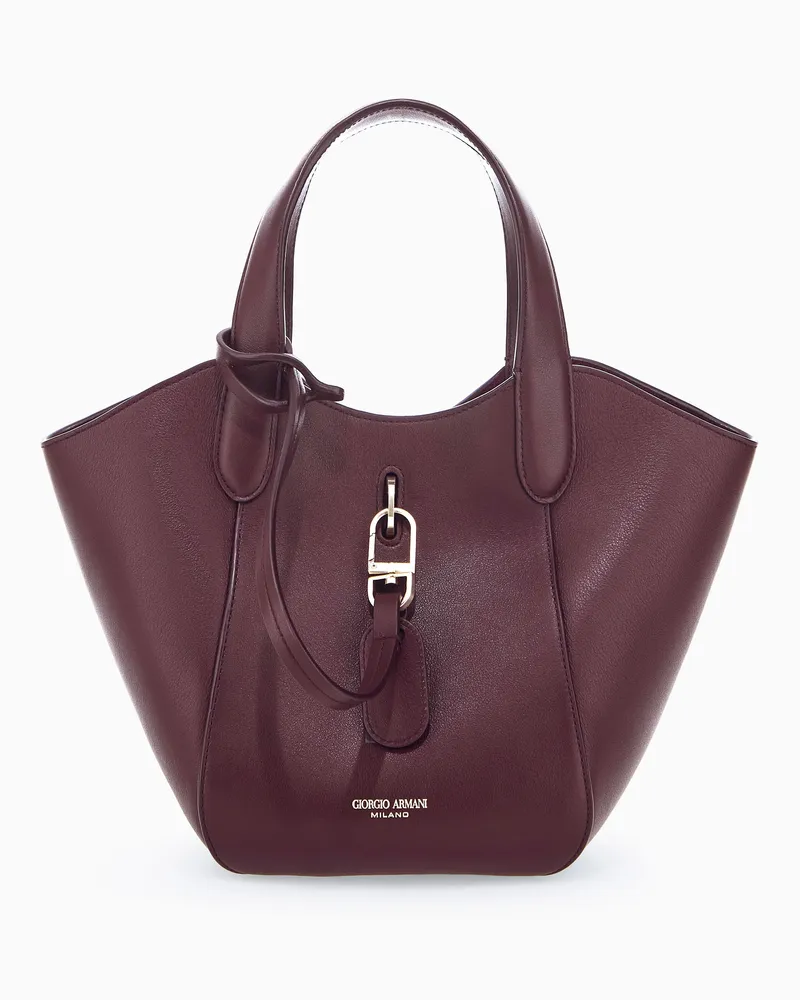 Giorgio Armani Handtasche aus Leder mit geometrischem Boden und Pochette Burgunderrot