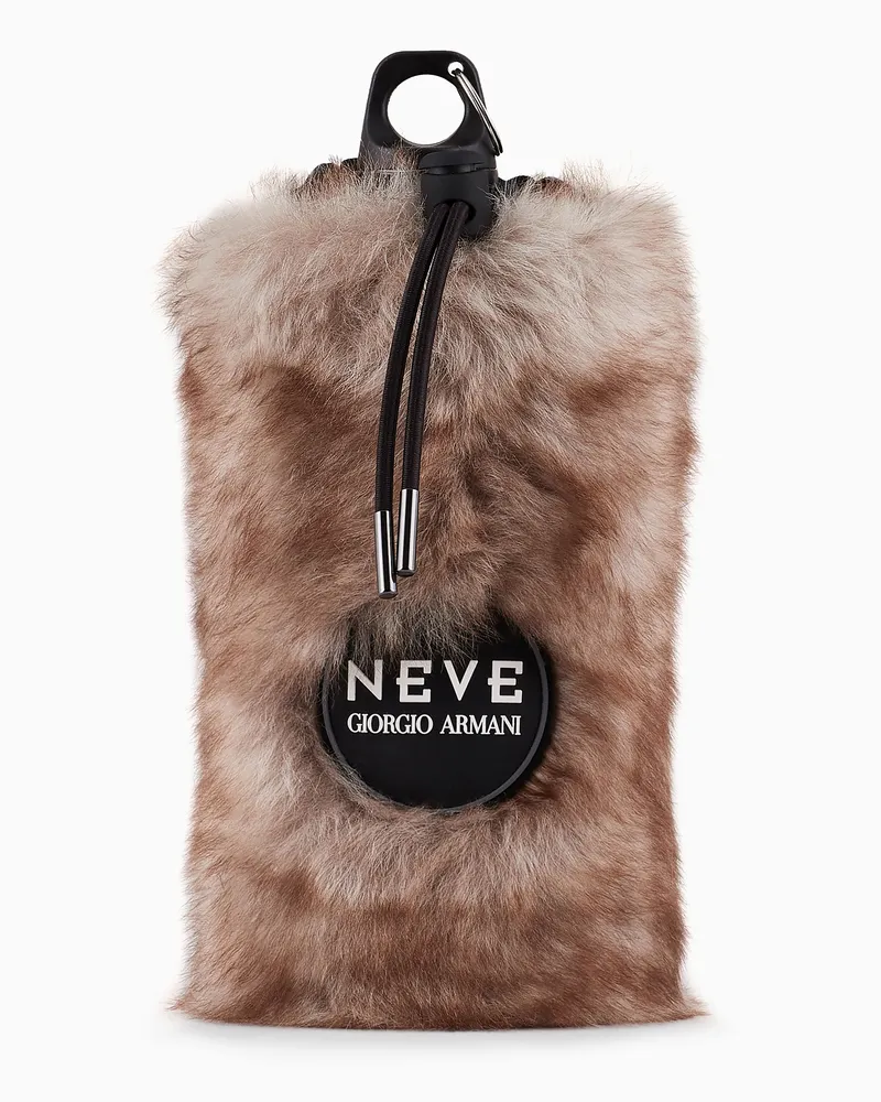 Giorgio Armani Trinkflasche mit Halter aus Schaffell von  Neve Schwarz