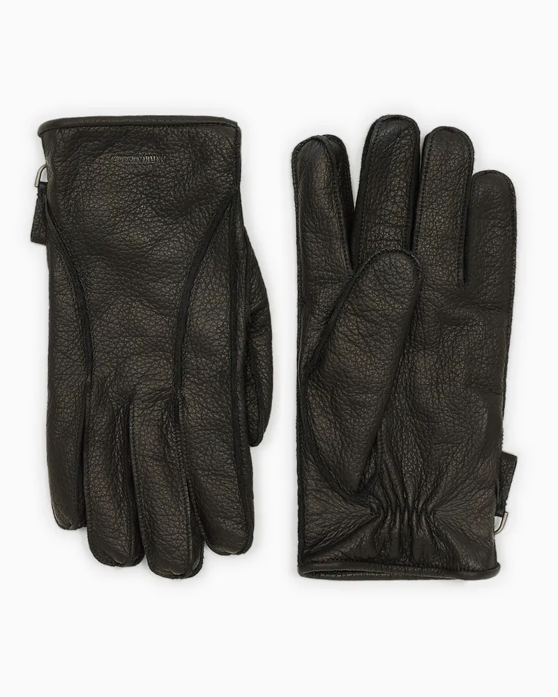 Giorgio Armani Handschuhe aus Hirschleder Schwarz