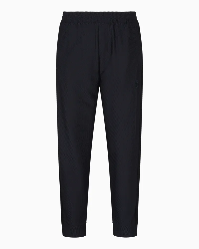 Giorgio Armani Flatfront-Hose aus geprägtem Funktionsstoff Schwarz