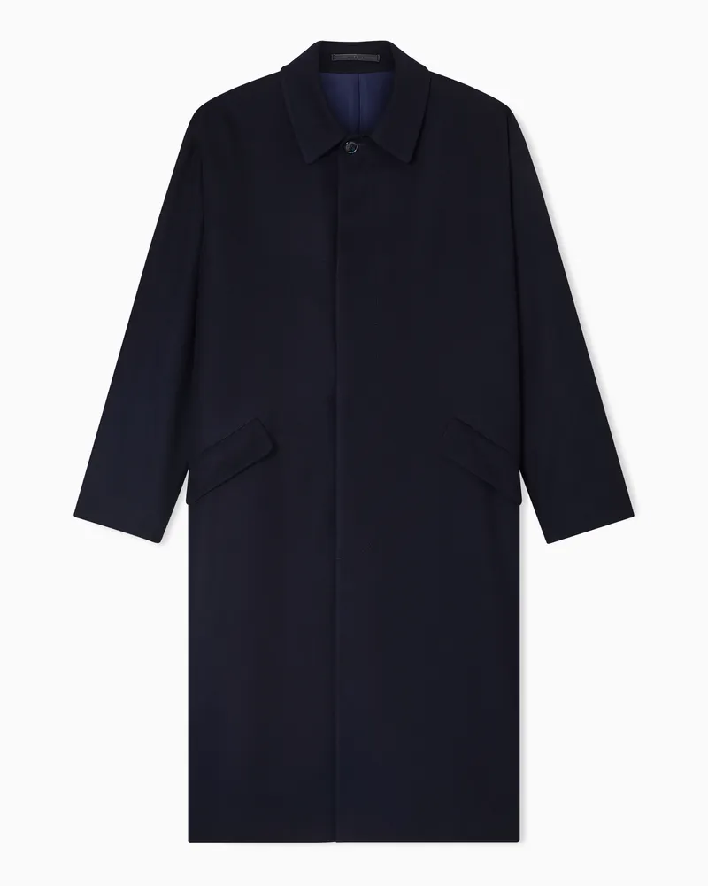 Giorgio Armani Einreihiger Mantel aus Kaschmir-Stoff Marineblau
