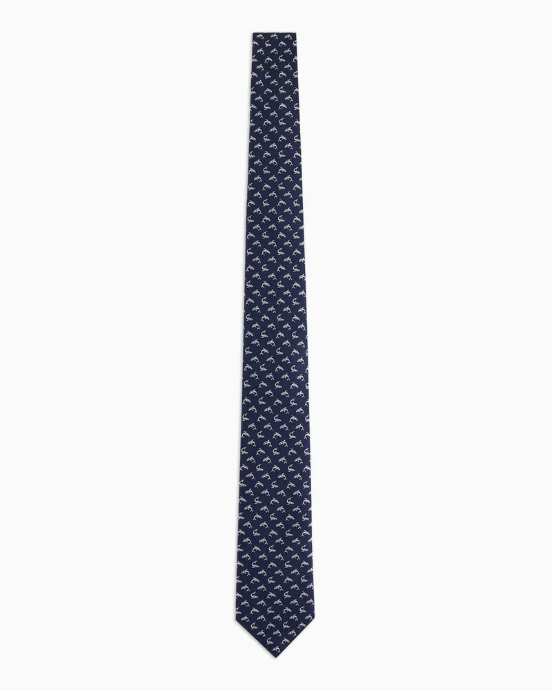 Giorgio Armani Krawatte aus reinem Seiden-Jacquard Blau