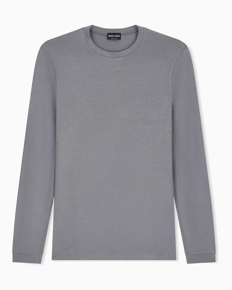 Giorgio Armani Pullover aus Viskosejersey mit Rundhals Grau