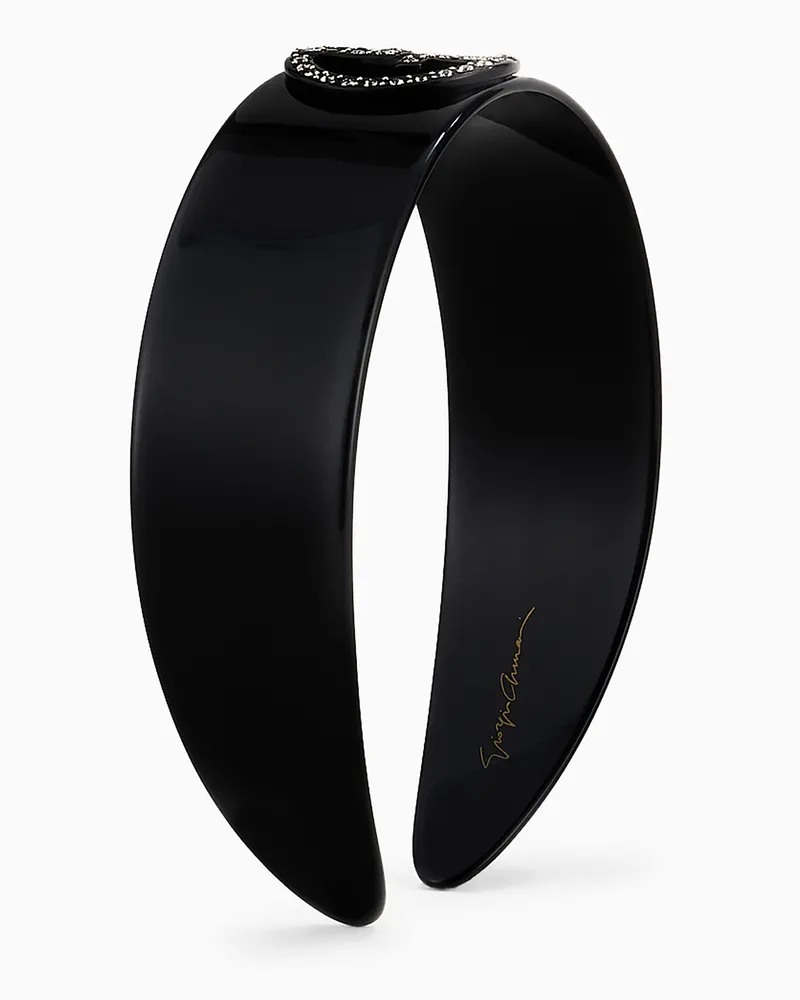 Giorgio Armani Haarreifen mit Logo aus Kristallen Schwarz