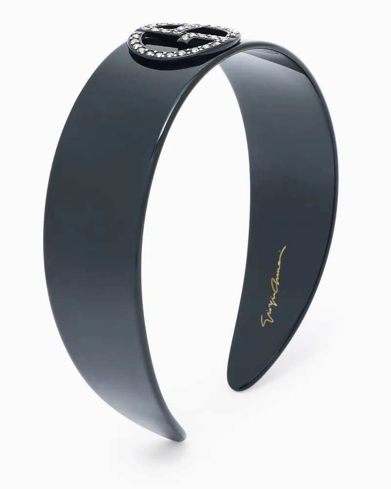 Giorgio Armani Haarreifen mit Logo aus Kristallen Schwarz