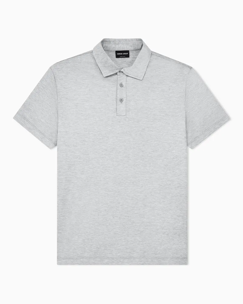 Giorgio Armani Poloshirt aus Seidenjersey und Baumwollgemisch Grau