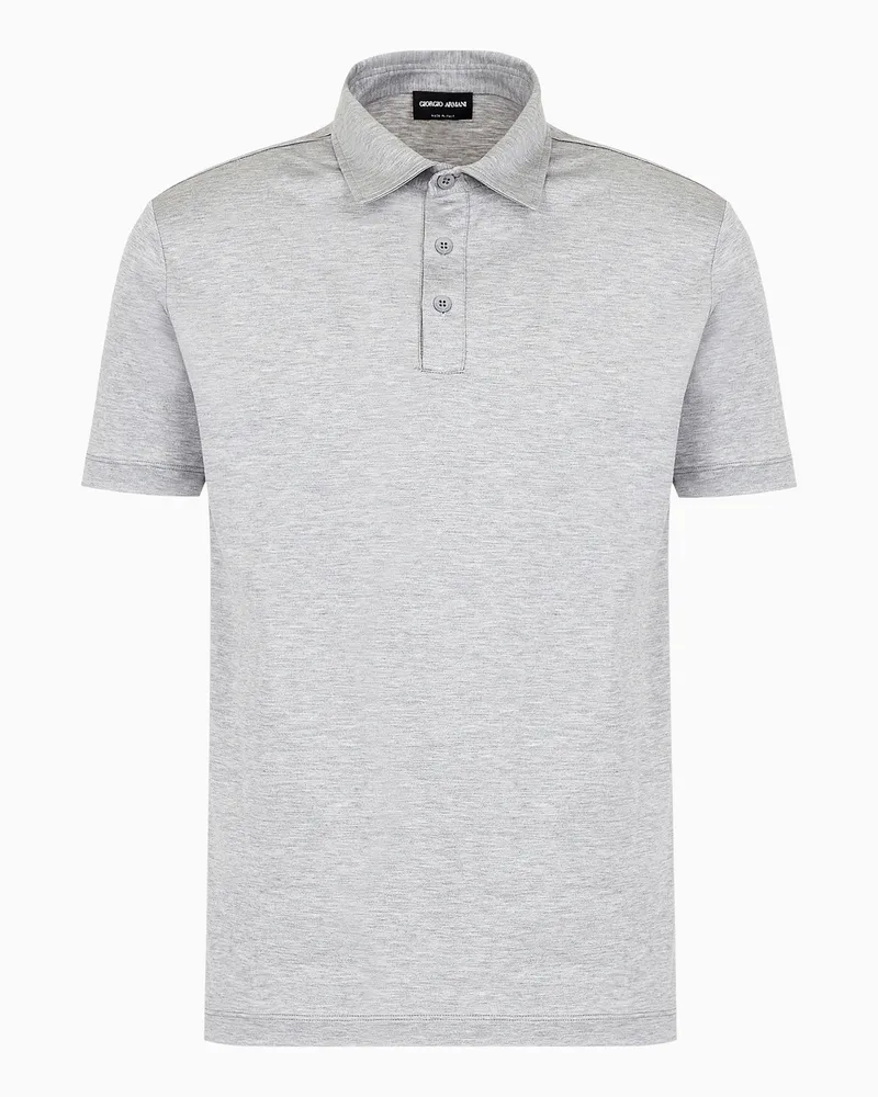 Giorgio Armani Poloshirt aus Seidenjersey und Baumwollgemisch Grau