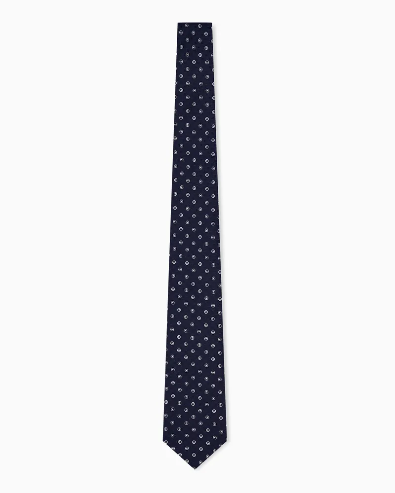 Giorgio Armani Klassische Krawatte aus Seide mit geometrischem Muster Blau