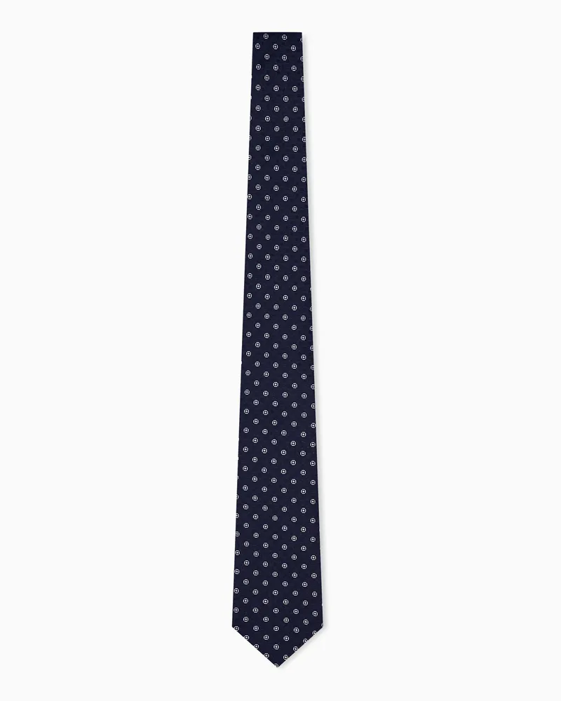 Giorgio Armani Klassische Krawatte aus Seide mit geometrischem Muster Blau
