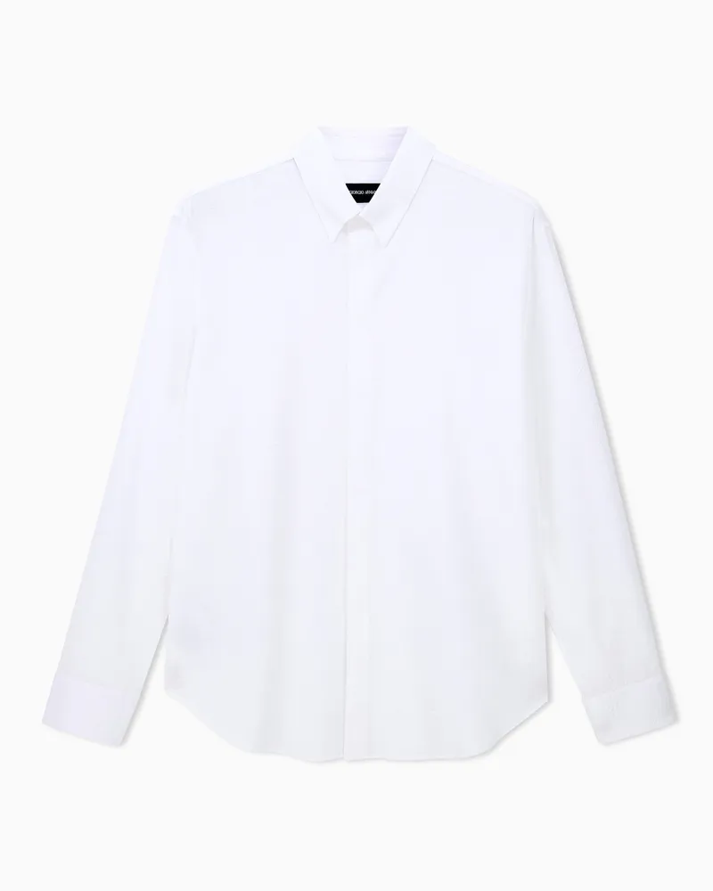 Giorgio Armani Hemd Regular Fit aus Baumwollseersucker mit Spitzkragen Weiß