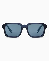 Giorgio Armani Sonnenbrille mit Rechteckiger Fassung Für Herren Blau