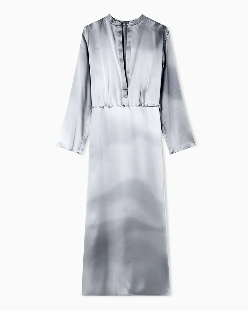Giorgio Armani Midikleid aus dreilagigem Seiden-Georgette Beige