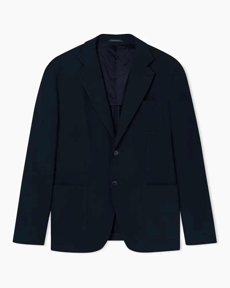 Giorgio Armani Einreihiges Sakko aus Schurwoll-Crêpe, Upton-Line Schwarz