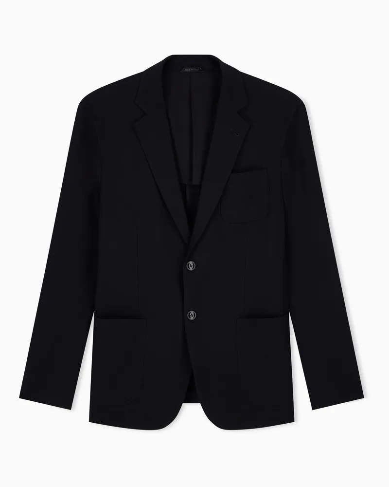 Giorgio Armani Einreihiges Sakko aus Schurwoll-Crêpe, Upton-Line Schwarz