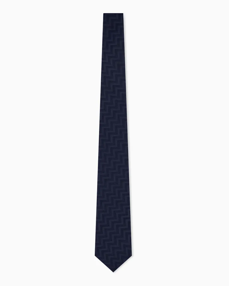 Giorgio Armani Gewebte Seidenkrawatte mit elegantem Zickzackmuster Schwarz