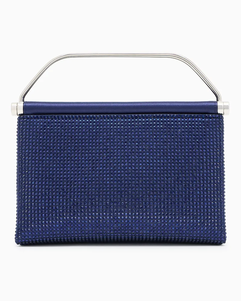 Giorgio Armani Kleine Handtasche aus Satin mit Strass Blau
