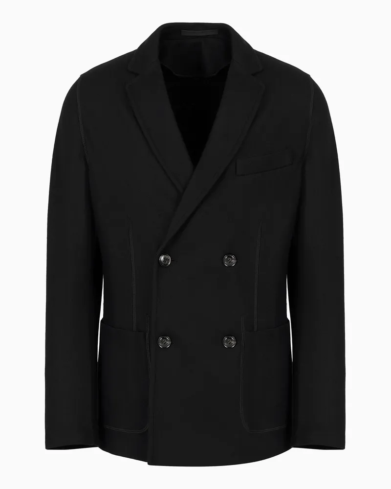 Giorgio Armani Doppelreihiges Sakko Icon aus gewalktem Kaschmir-Interlock Schwarz