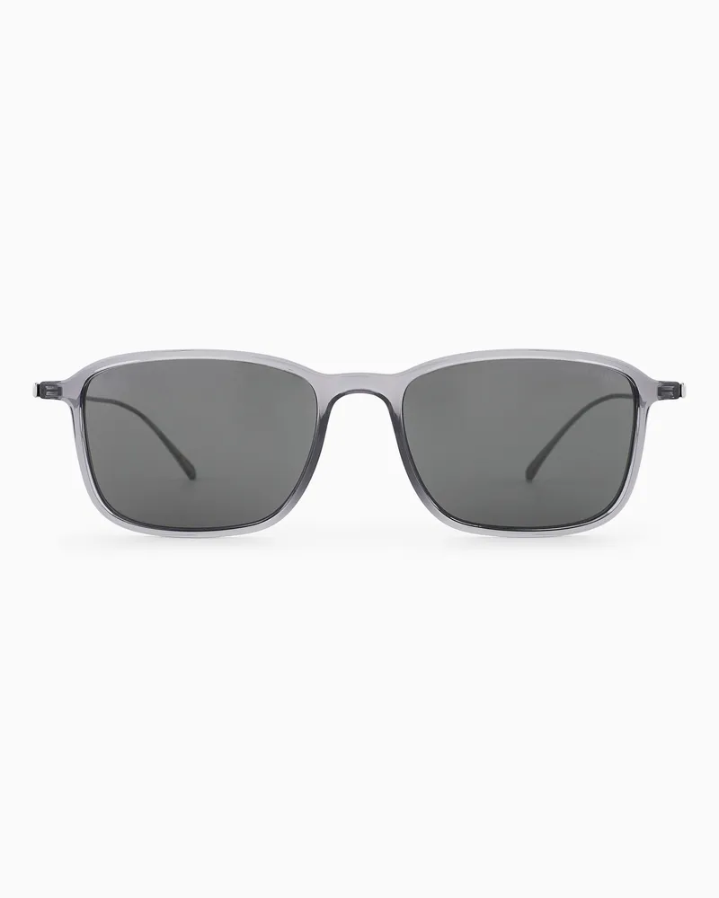 Giorgio Armani Herren-Sonnenbrille in eckiger Form Grau