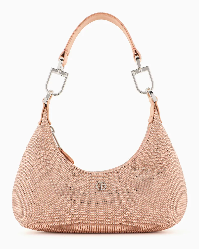 Giorgio Armani Kleine Hobo Bag la Prima aus Satin und Strass Pink