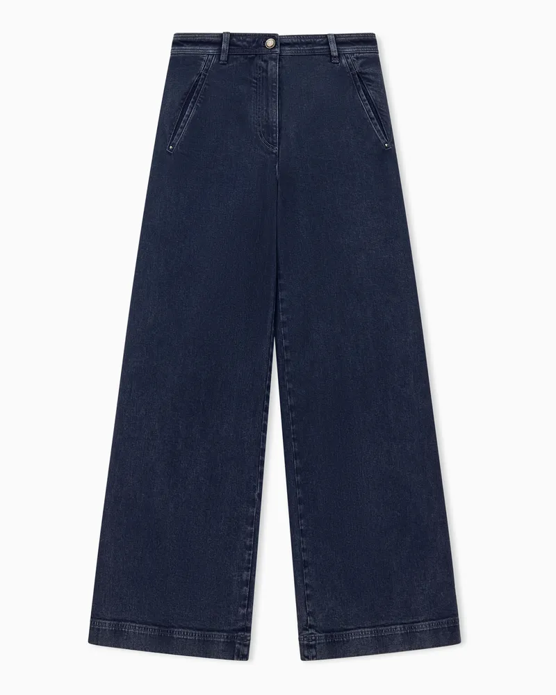Giorgio Armani Weite Jeans mit hoher Taille aus Stretch-Baumwolldenim Blau