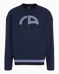 Giorgio Armani Sweatshirt mit Rundhalsausschnitt Aus Baumwolle und Kaschmir mit Maxi-logo Nachtblau