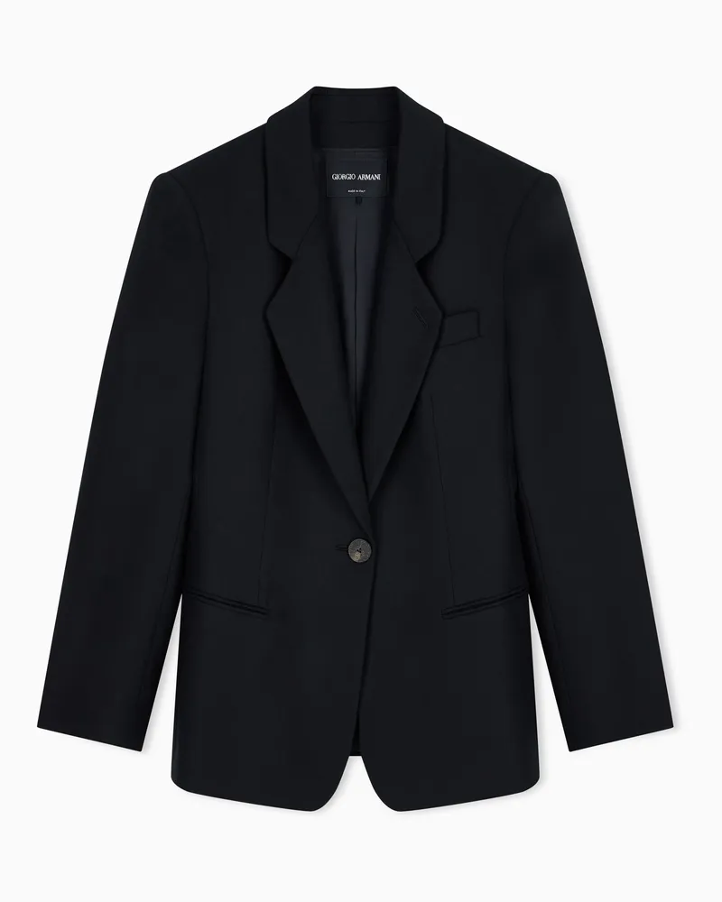 Giorgio Armani Einreihiger Blazer New Normal aus Wollflanell und Kaschmir Schwarz
