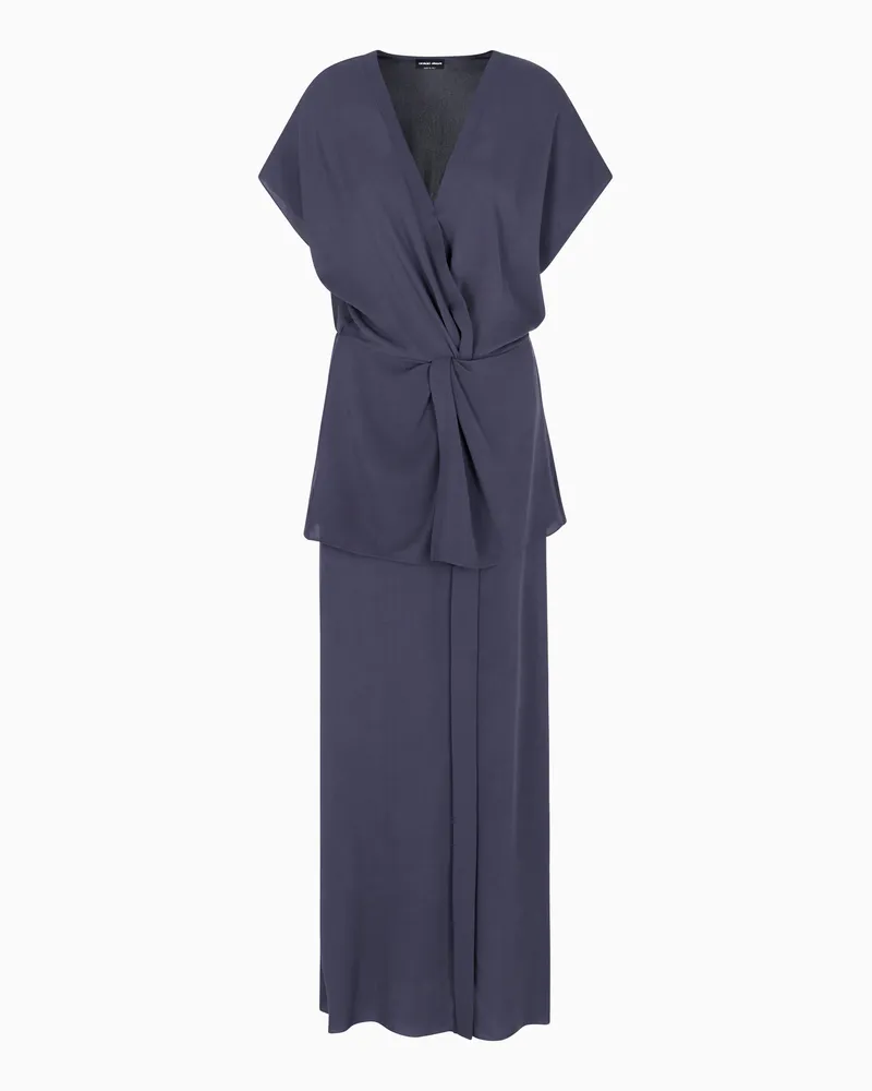 Giorgio Armani Mulberry Silk Draped Dress Blau