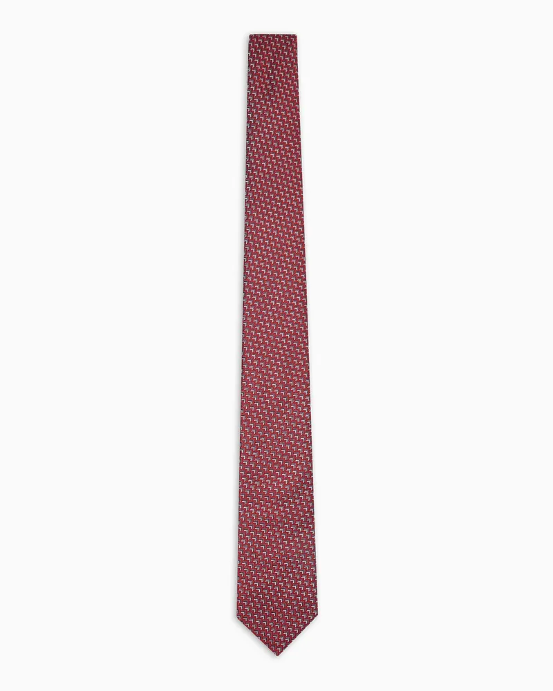 Giorgio Armani Krawatte aus Seiden-Jacquard mit geometrischem Muster Rot