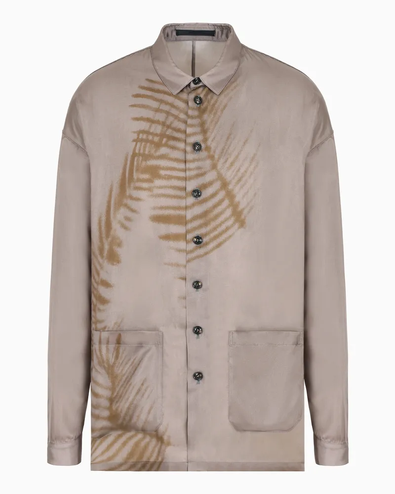 Giorgio Armani Hemdjacke aus bedrucktem Cupro Grau