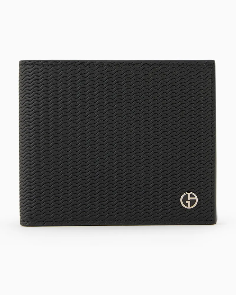 Giorgio Armani Bifold-Portemonnaie aus bedrucktem Leder Schwarz