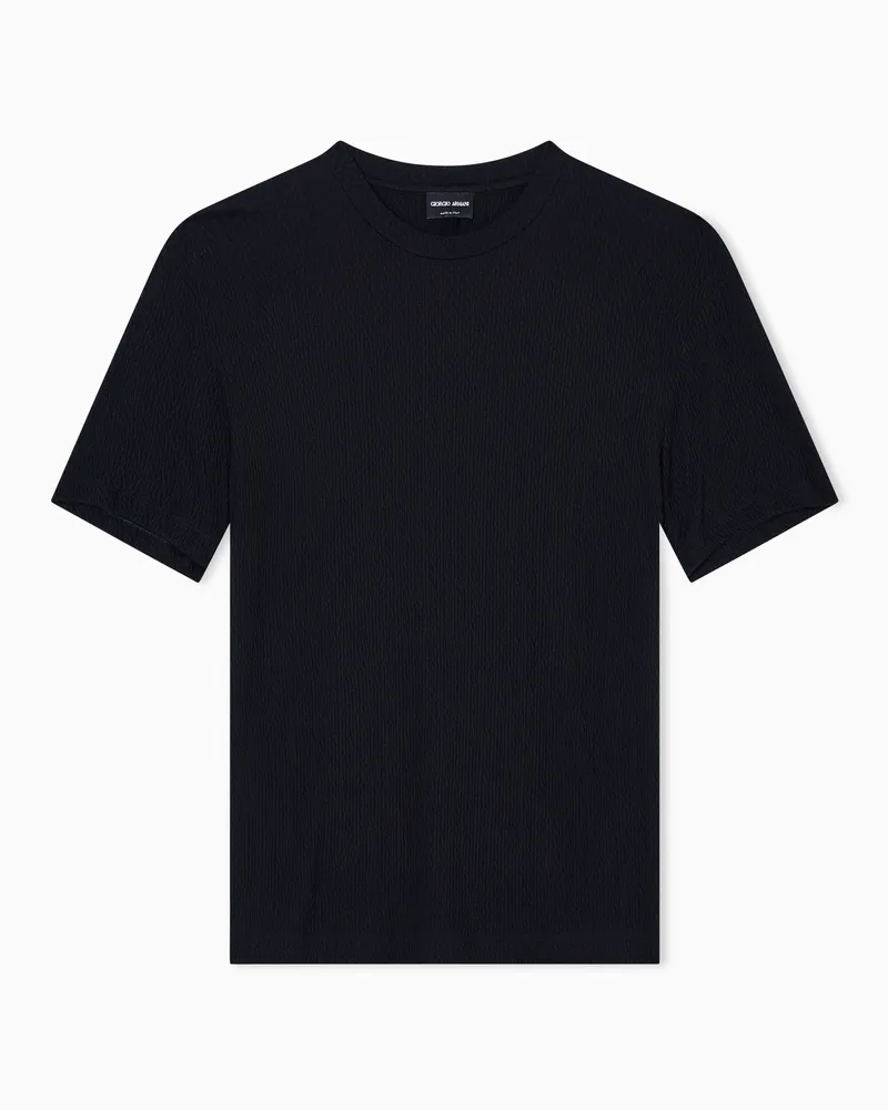 Giorgio Armani ASV T-Shirt mit Rundhalsausschnitt aus einer elastischen Viskose-Kaschmir-Mischung Schwarz