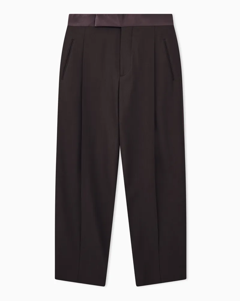 Giorgio Armani Anzughose Giorgio's aus Schurwollkrepp mit Satinbund Braun