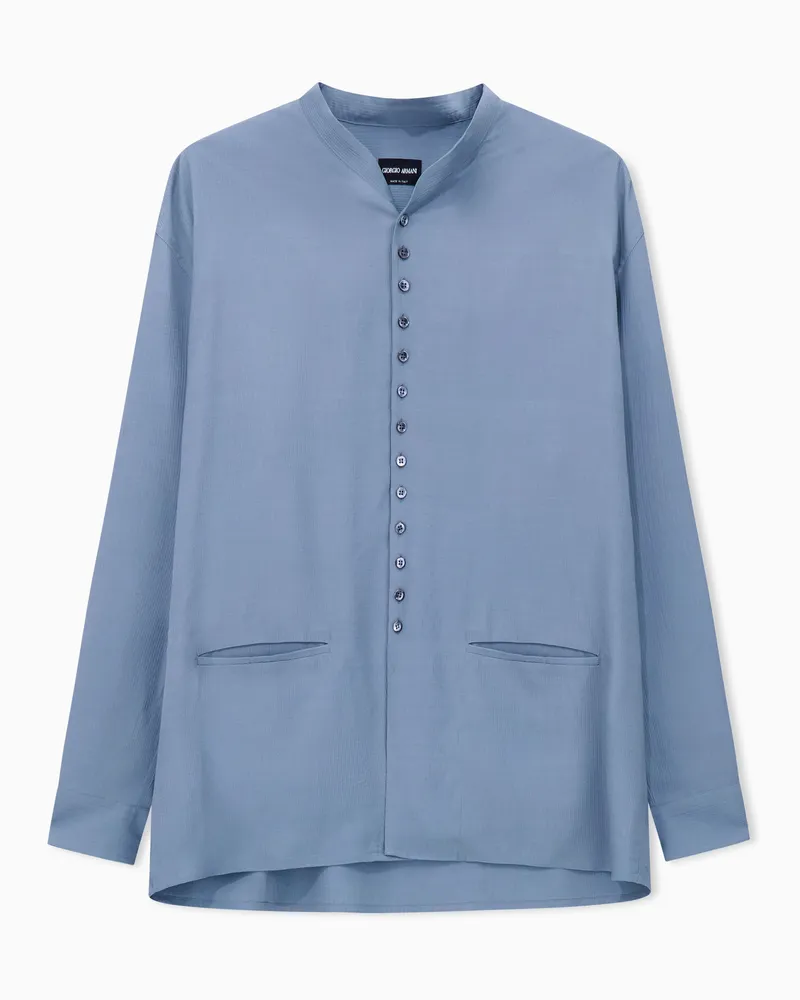 Giorgio Armani Hemd aus Canneté-Viskose Hellblau