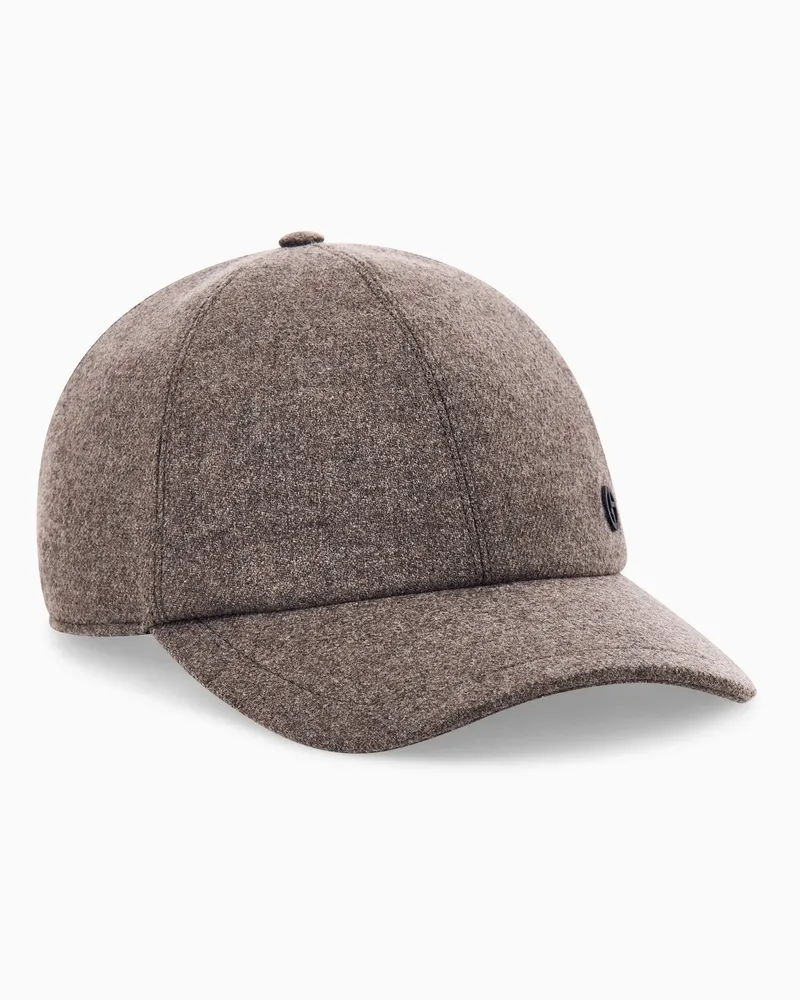 Giorgio Armani Baseballkappe aus Wolle und Kaschmir mit Lederdetails Braun